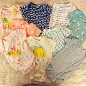Bundle of Short Sleeve 0-3 Month Onesies